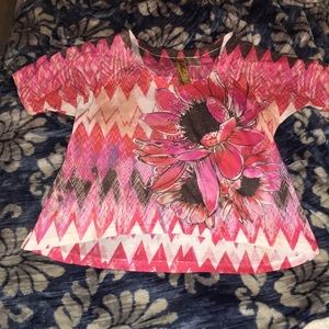 Short sleeve rose patterned crop shirt